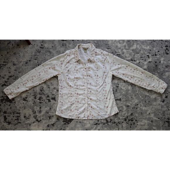 Horny Toad Organic Cotton Embroidered Button Down Large Boho Cottagecore Paisley - Picture 2 of 14